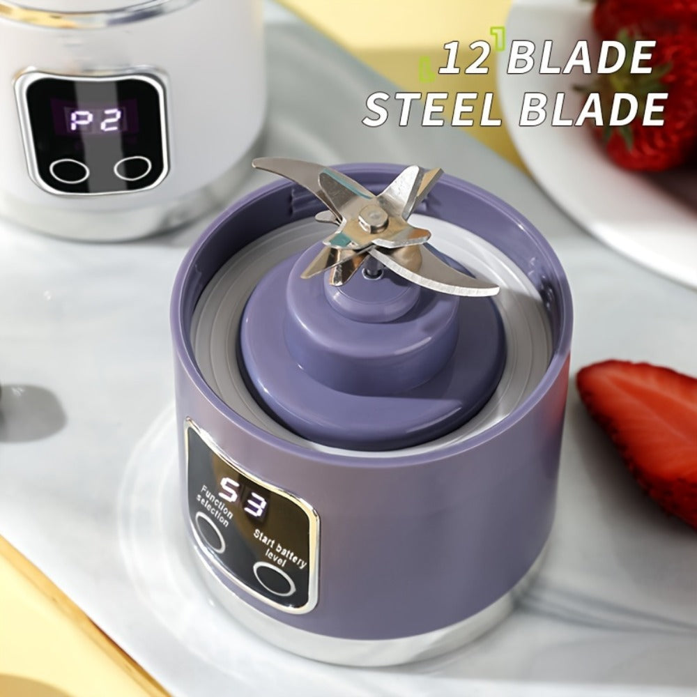 Portable USB Rechargeable Blender with LED Display ¨C 15oz Personal Smoothie Blender for Shakes, Milkshakes & Fresh Juice, Compact Mini Blender for Home Gym Office & Travel, BPA-Free Cup