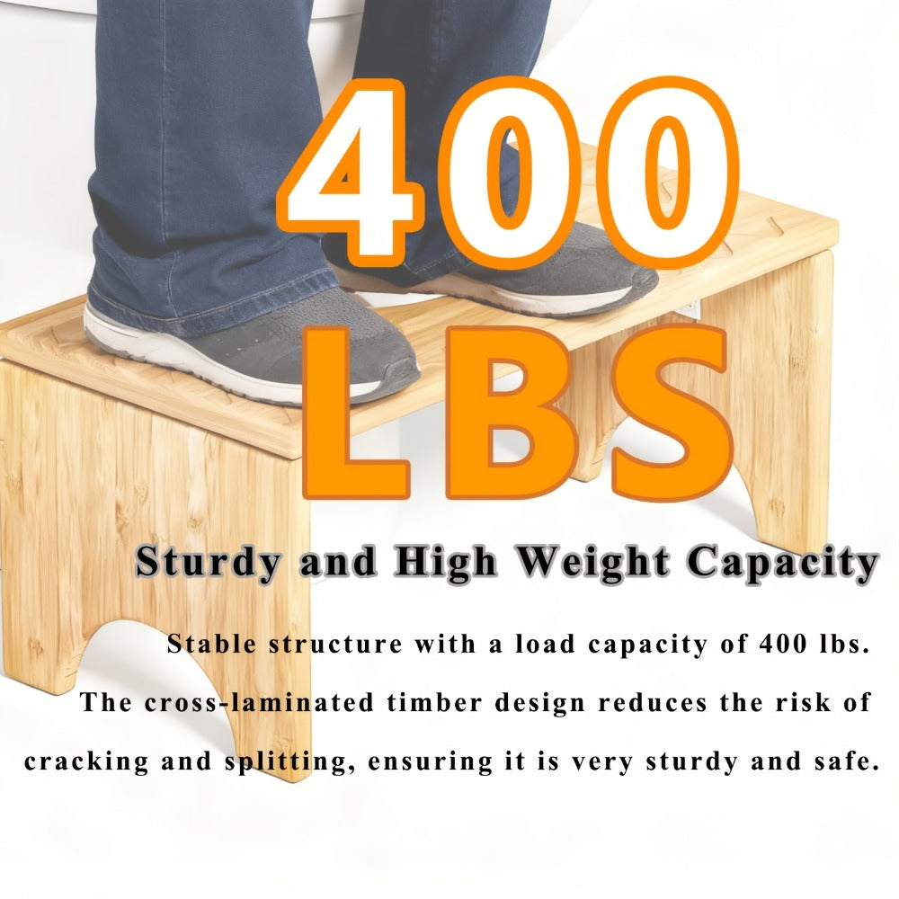 Toilet Stool Foldable Bamboo Squatting Stool ¨C Ergonomic 7-Inch Height for Natural Constipation Relief | Collapsible Non-Slip Bathroom Footstool for Space Saving, Travel & Easy Storage