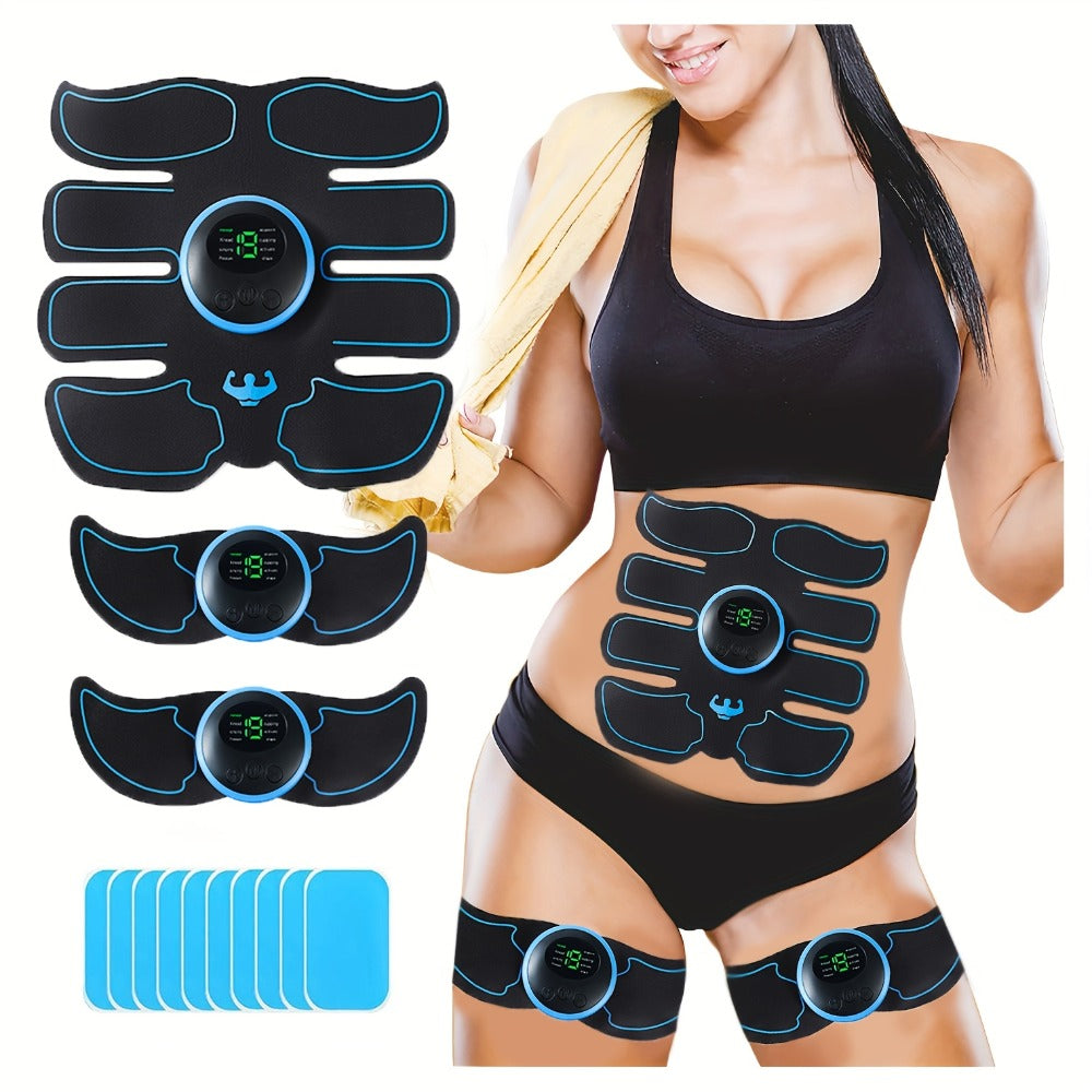 EMS Muscle Stimulator Abdominal Training Belt, Electronic Ab Toner for Whole Body Fitness & Strength Training, Exercise Equipment for Men & Women ¨C 3 Machines + 3 Patches Included