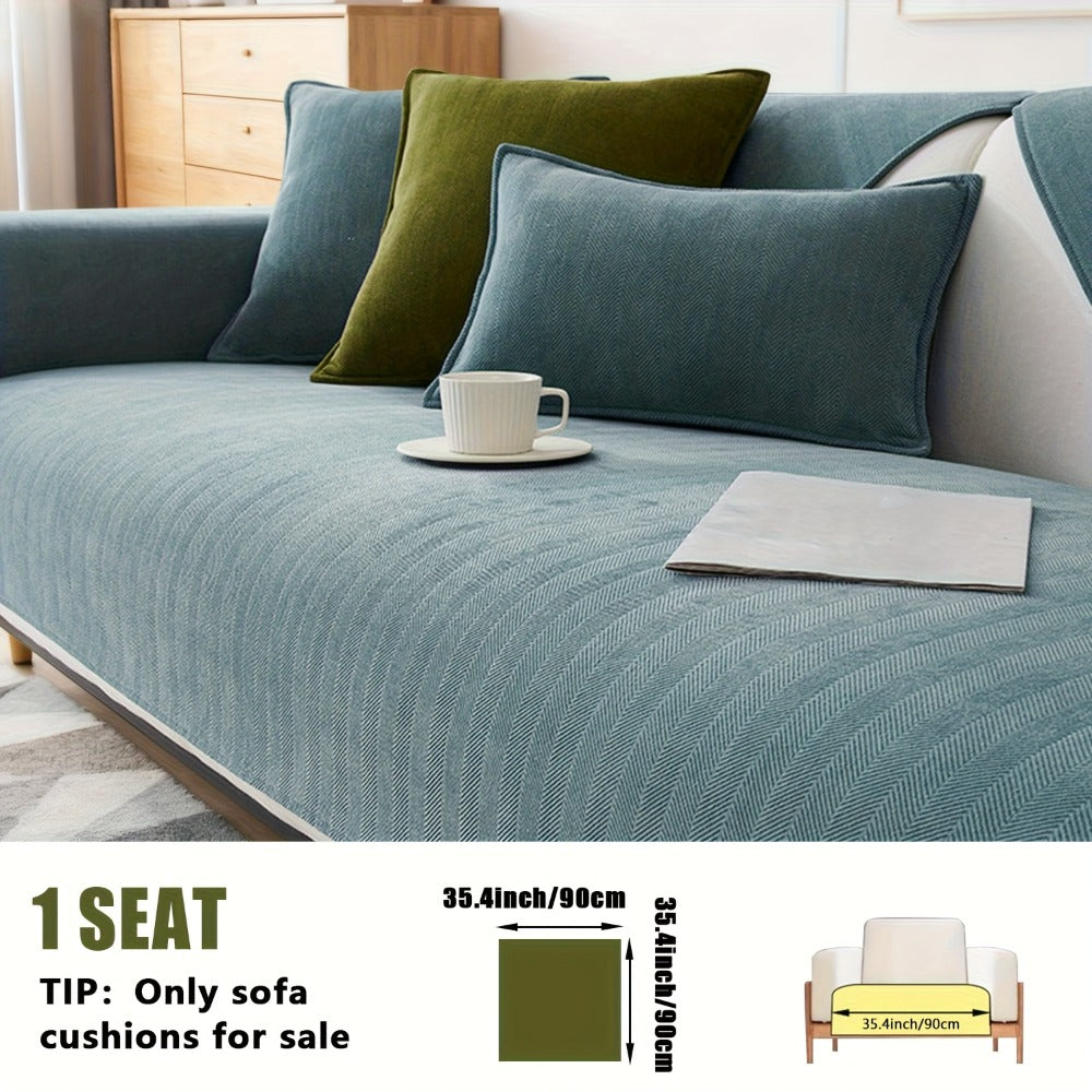 Chenille Ribbed Sofa Cover - Pet Friendly Non-Slip Machine Washable Soft Stretch Slipcover for 1-4 Seater Sectional Sofa Living Room Bedroom Office, 9 Colors