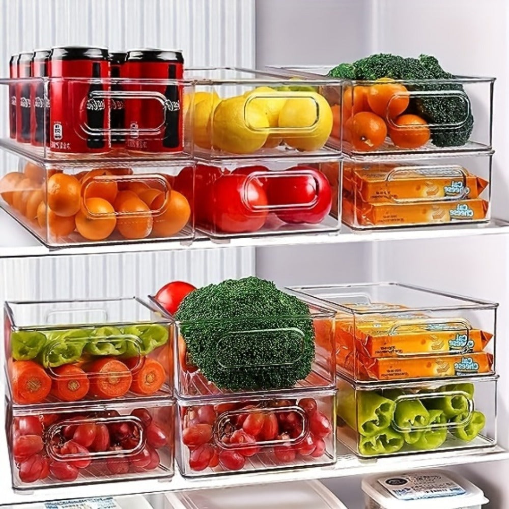 Refrigerator Organizer Bins 6pcs Set - Clear Fridge Storage Bins for Freezer Kitchen Cabinet Pantry Bathroom Bedroom Organization 10 Inch Transparent Food Storage Containers