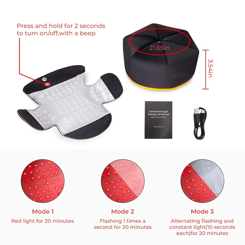 Red Light Therapy Cap 101 LEDs Detachable LED Panel Infrared Light Hat for Brain Relaxation Insomnia Relief Head Pain Treatment Hair Growth Scalp Care