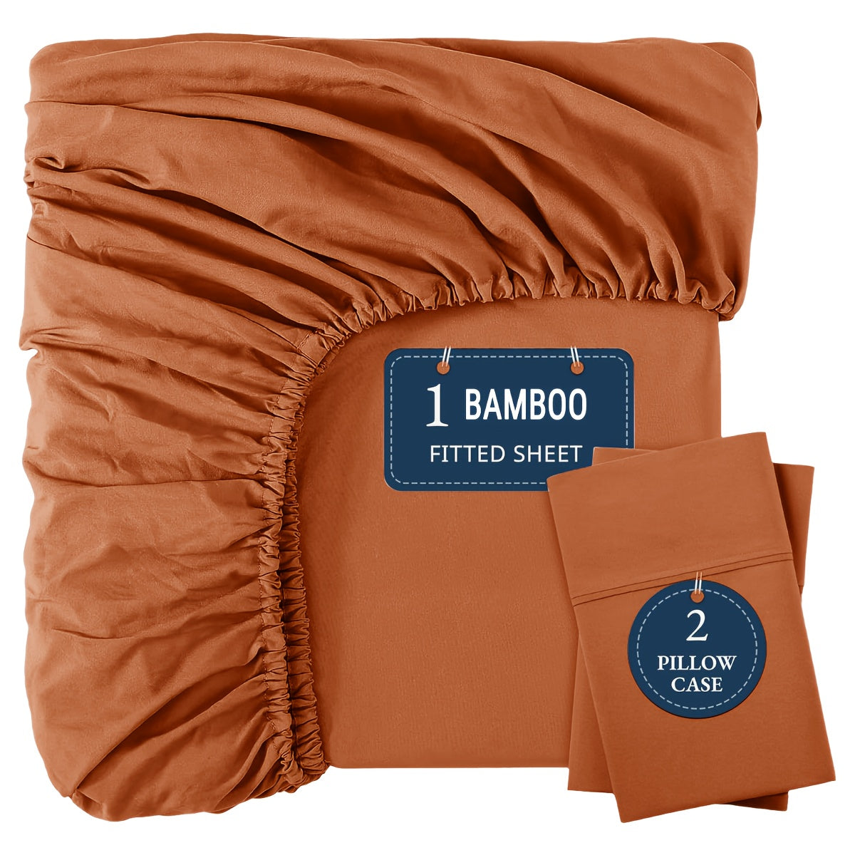 Bamboo Fitted Sheet Set 3-Piece ¨C Cooling Breathable Soft Deep Pocket Bed Sheets, Twin Full Queen King, 12 Colors ¨C Fits Mattress Up to 15¡±