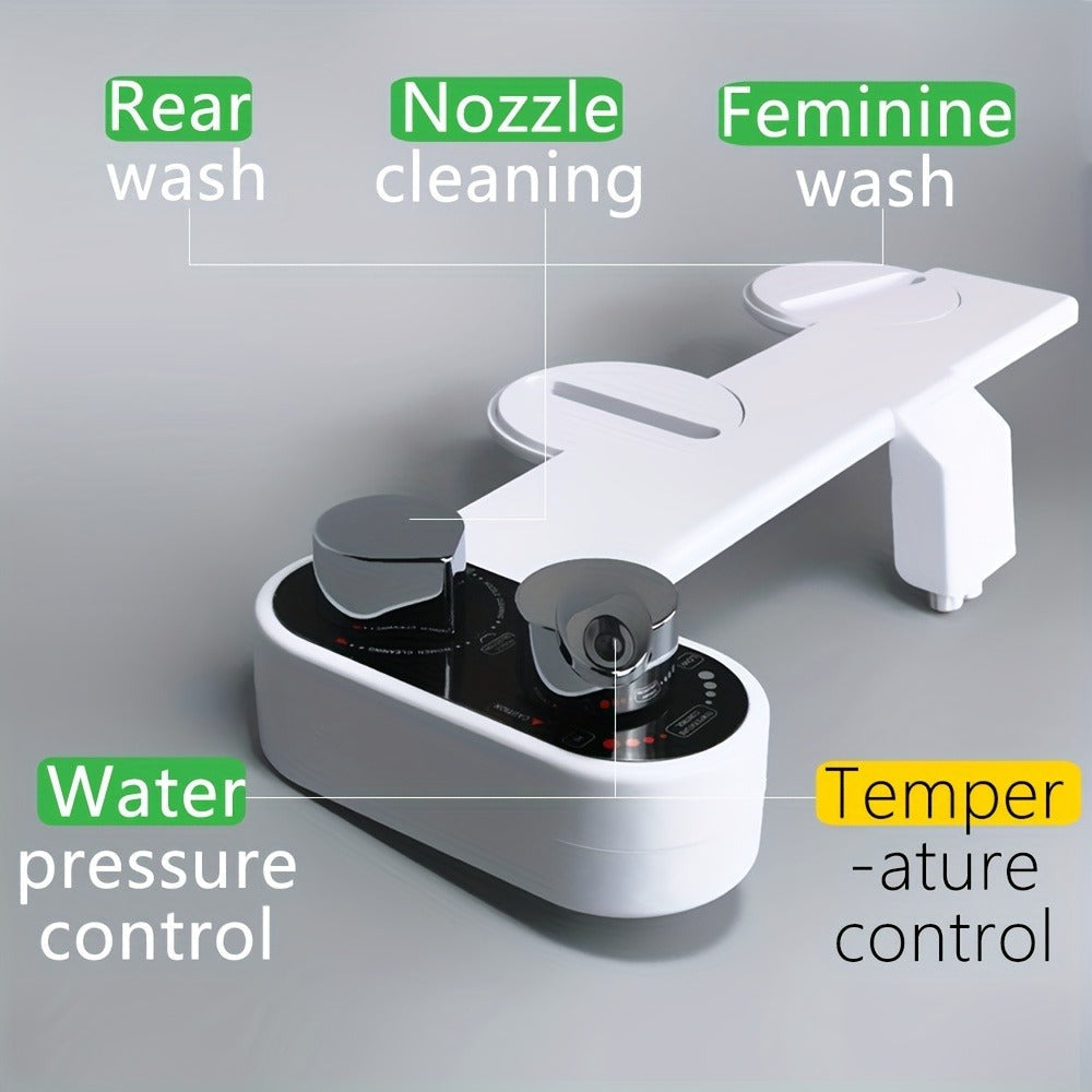 Bidet Attachment Hot and Cold Water ¨C Dual Nozzle Non-Electric Toilet Seat Bidet, Rear & Feminine Wash, Self-Cleaning Retractable Nozzle, Adjustable Warm Water Pressure, Easy Install
