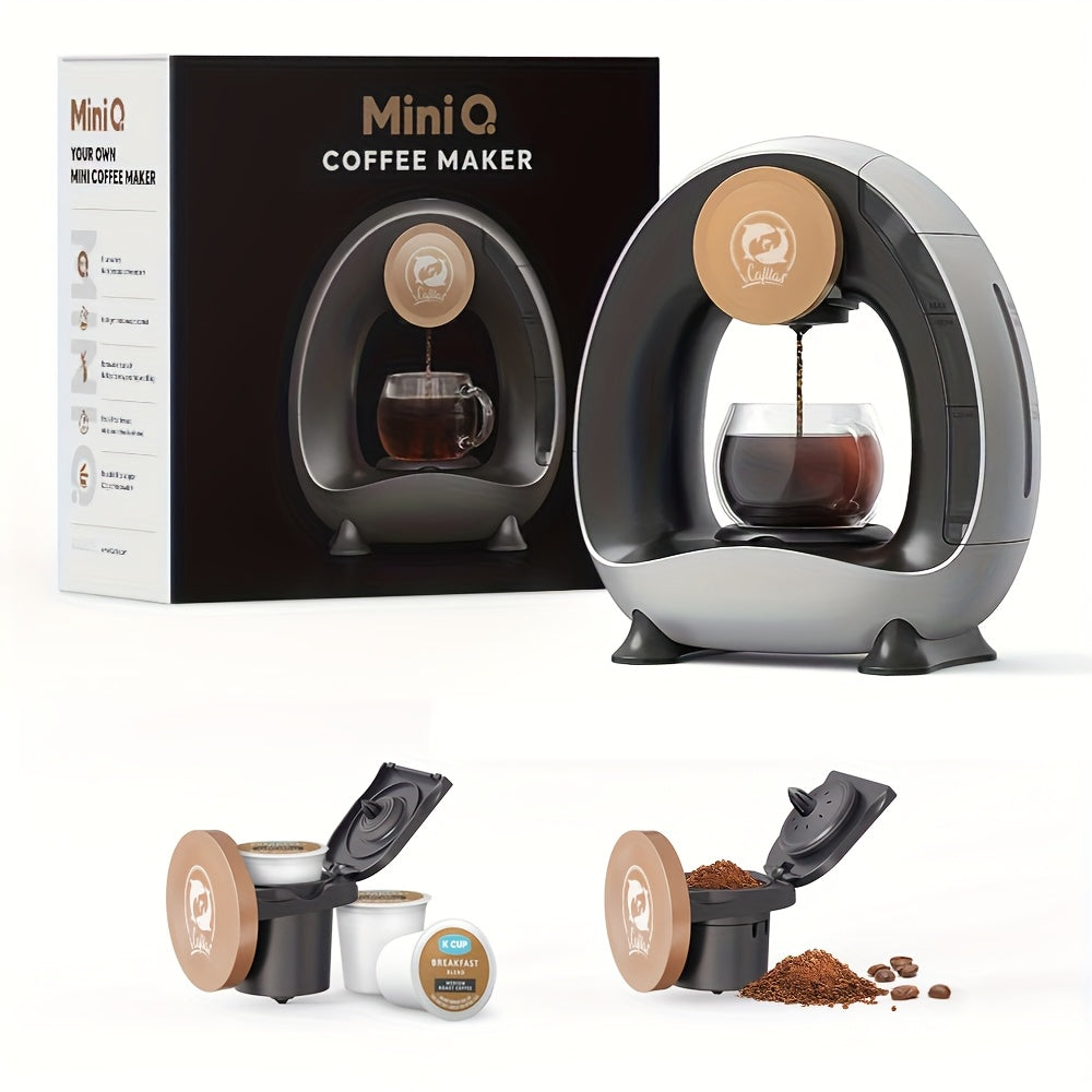 Single Serve Coffee Maker 2-in-1 K-Cup Compatible and Coffee Grounds - Mini Drip Coffee Machine 4-8oz Fast Brew for Home Office Travel Dorm, Compact Coffee and Tea Maker with Removable Tank Quiet Operation