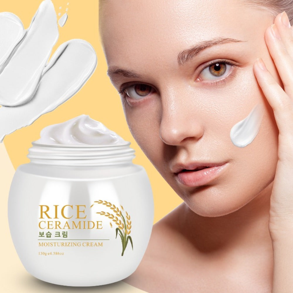 Rice Ceramide Moisturizing Face Cream 4.586oz - Deep Hydration with Rice Extract, Hyaluronic Acid & Ceramide | 24-Hour Nourishment | Day & Night | Dry & Sensitive Skin