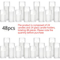 Pillar Candles with Clear Glass Hurricane Holders ¨C Unscented White Cylinder Candles & Vases for Wedding Centerpieces, Party Tables, Home & Office Decor, Bulk Set 24 or 48 Pieces