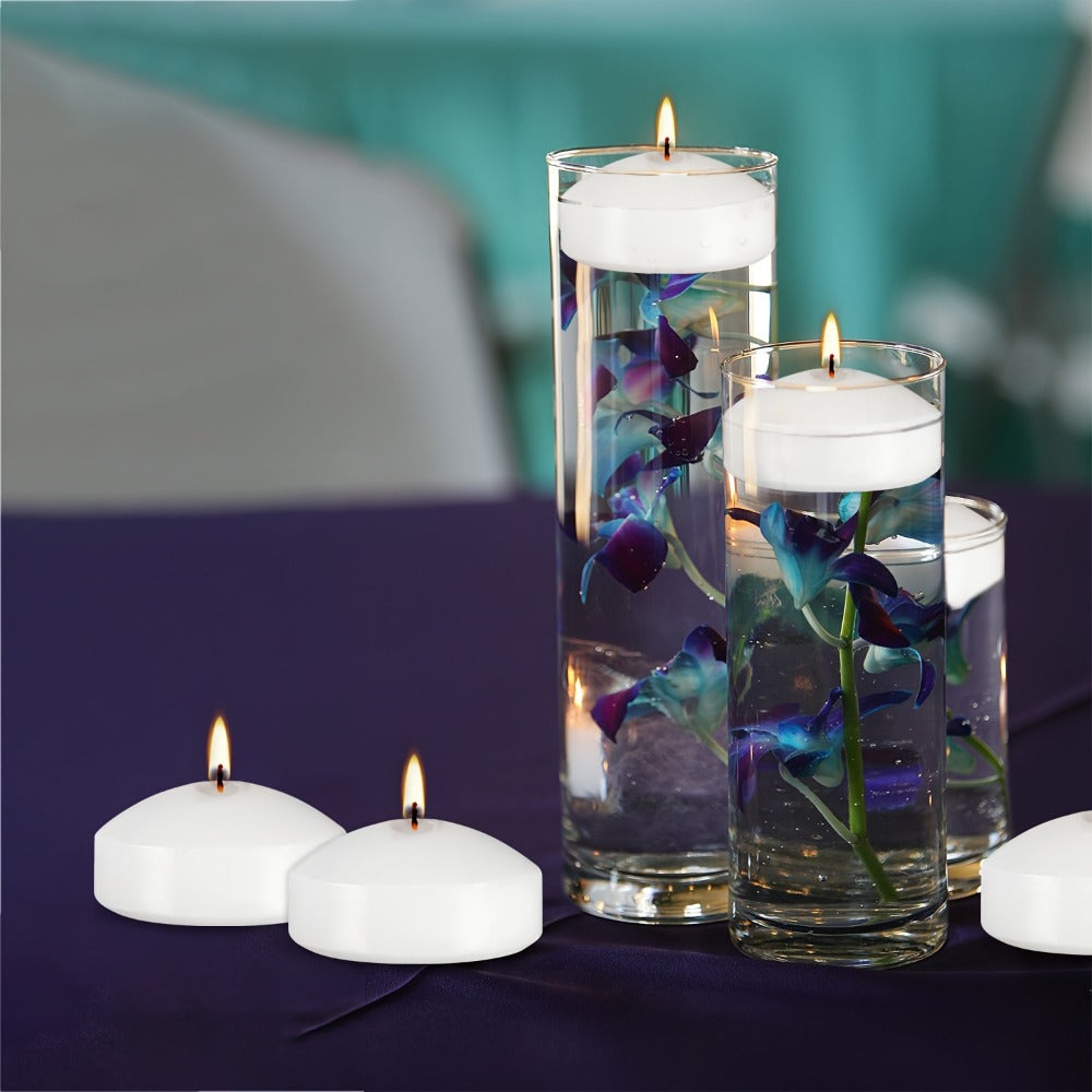 Floating Candles White 42 Pack Glitter Embellished Small Candle Set for Christmas Halloween Easter Thanksgiving Day of the Dead, Indoor Holiday Party Table Decoration Candles