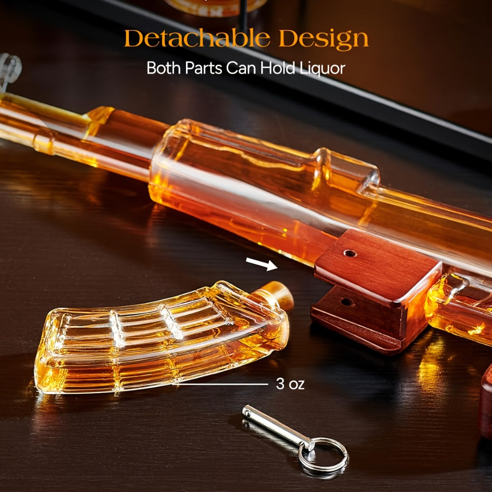 AK-47 Whiskey Gun Decanter Set with Detachable Magazine and Two 6.75oz Glasses, 17.6oz Liquor Dispenser Military Style Home Bar Decanter, Unique Birthday Anniversary Father's Day Gift for Men Dad