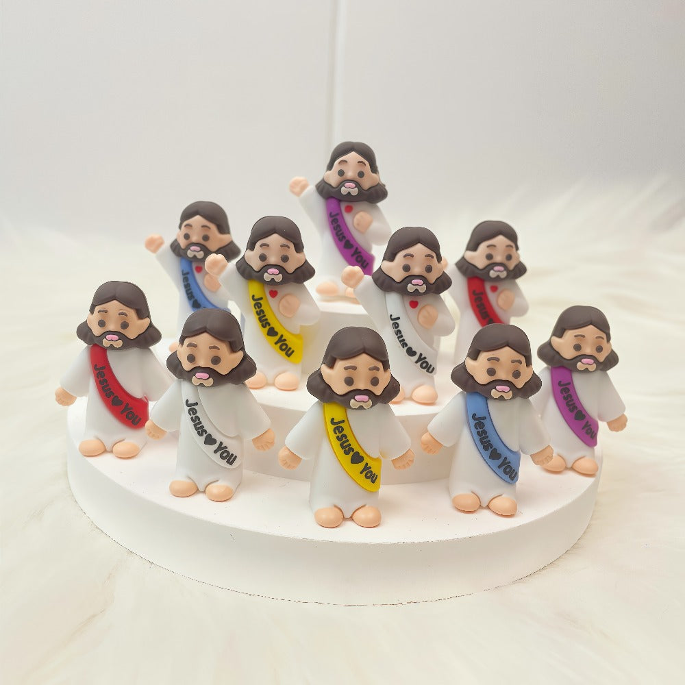 Religious Party Decoration Set 160pcs, Jesus Loves You Banner Mini Statues Easter Eggs Fillers, Christian Party Supplies Gift for Her Him, Holiday Home Decor Bulk Pack Mixed Colors Random Patterns