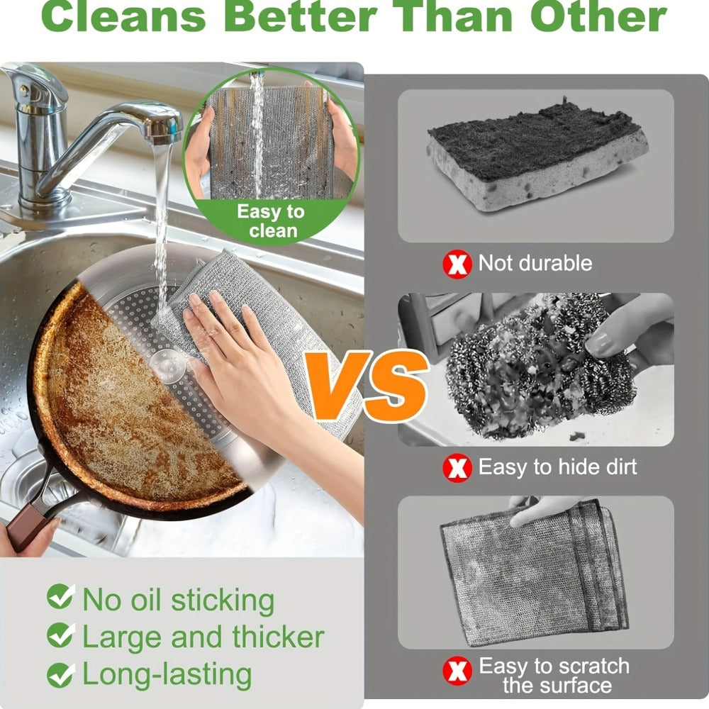 Stainless Steel Kitchen Scrubber Wire Cleaning Cloth Scratch Resistant Reusable Dish Scrubber for Pots Pans Dishes Glass Cookware 50 Pack 100 Pack