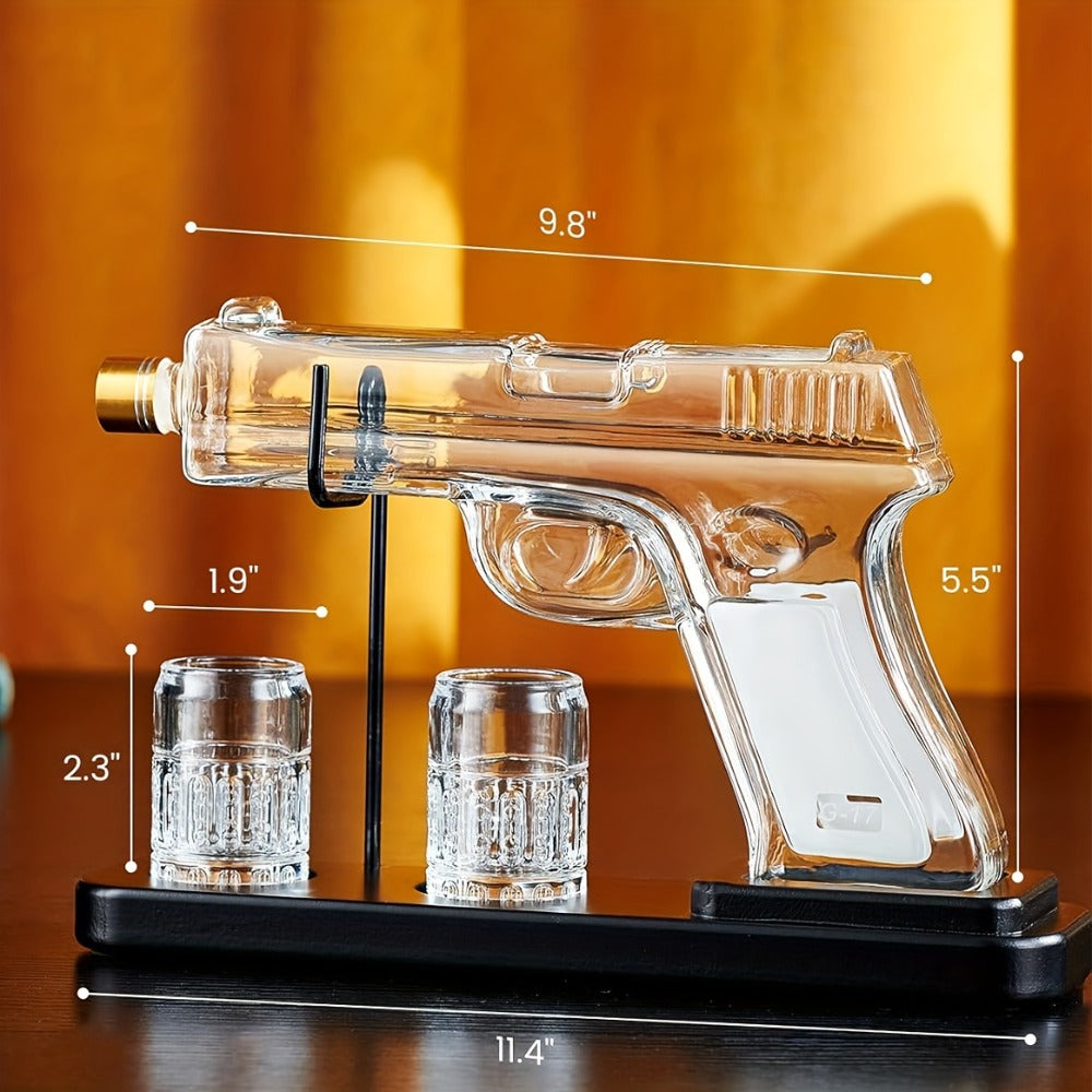 Pistol Whiskey Decanter Set with 2 Shot Glasses ¨C Cool Liquor Dispenser Gift for Him, Husband, Dad | Unique Birthday & Anniversary Bar Gift