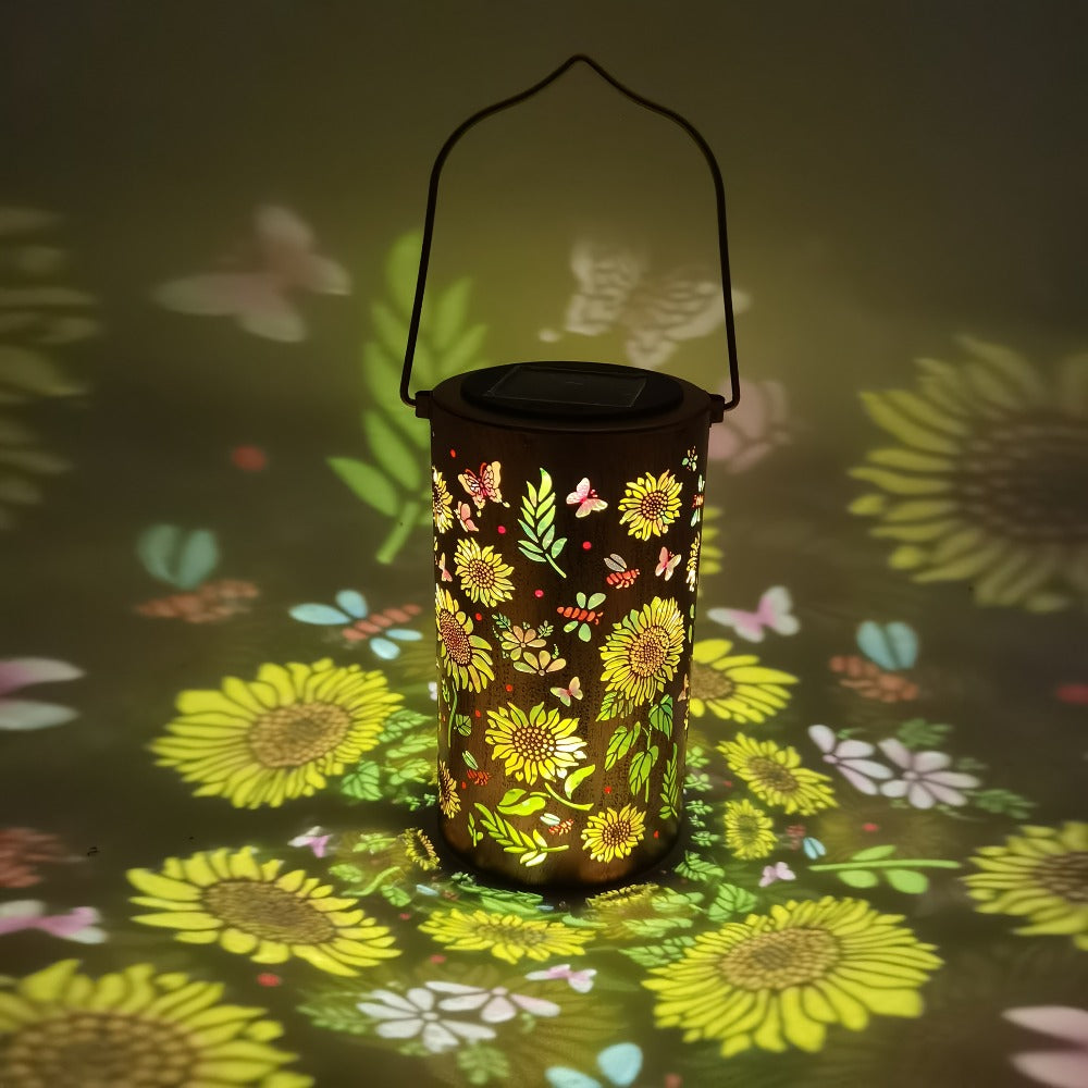 Solar Garden Lantern Outdoor IP65 Waterproof, Hummingbird Butterfly Sunflower Decorative Stake Light, Hand-Painted Solar Powered Yard Patio Porch Decor, Gift for Mom Grandma, Christmas Garden Decoration