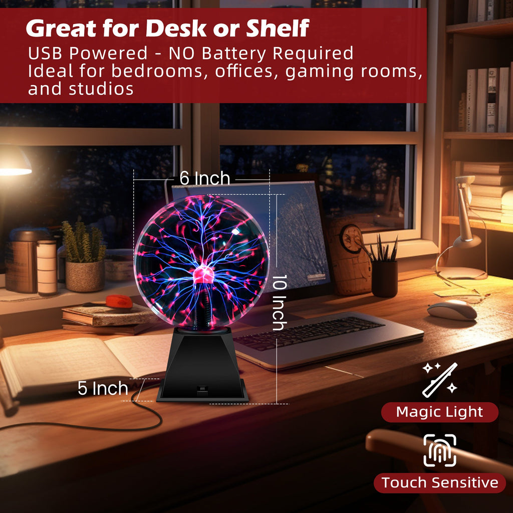 Plasma Ball Lamp Touch Sensitive Lightning Globe, Electric Plasma Sphere Night Light for Home Decor, Desktop Science Toy & Party Accent ¡ª Available in 3¡±, 6¡± & 8¡± Sizes