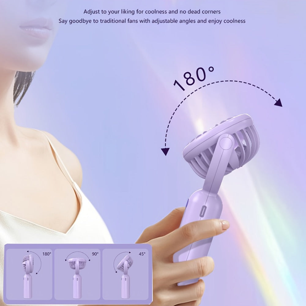 Handheld Fan Mini USB-C Rechargeable 3 Speed 180 Degree Adjustable Portable Personal Fan for Indoor Outdoor Travel Summer Cooling Gift 3 Pack 6 Pack Black Pink Purple