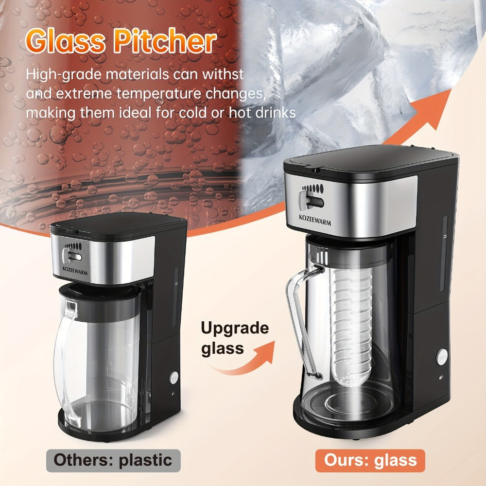 Iced Tea & Coffee Maker 3 QT Pitcher with Reusable Filter Basket | Adjustable Brew Strength | Cold Brew Machine for Iced Tea, Lattes, Lemonade & Flavored Water | Black