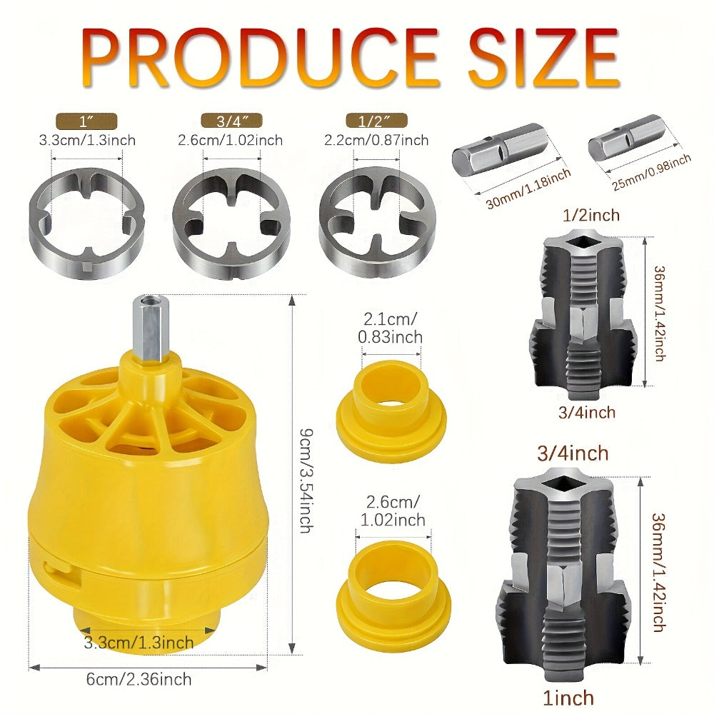 Pipe Threading Set 9 & 13-Piece ¨C Power Drill Water Pipe Thread Dies for 1/2¡±, 3/4¡± & 1¡± Inside & Outside Threading, Professional Plumbing Pipe Threader Tool Kit