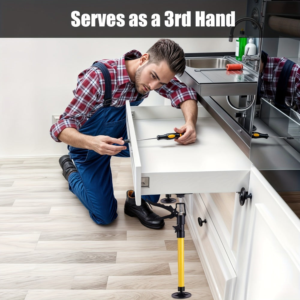 Telescopic Support Rods 2-Pack Third Hand Support System ¨C 11.8¨C45.3 Inch Adjustable Steel Props, 88 lb Load Capacity, Thickened Base, for Drywall, Cabinet, Panel & Ceiling Installation