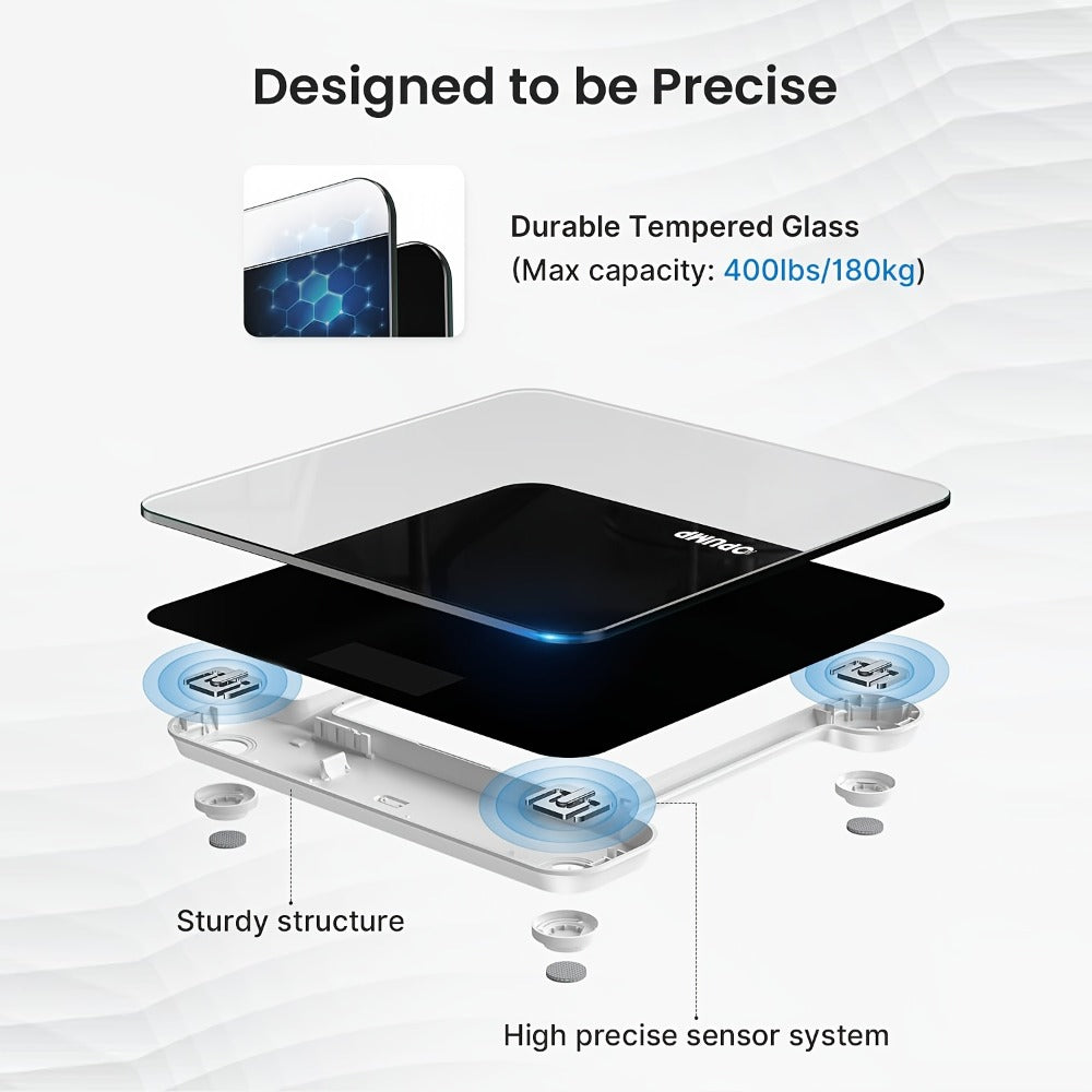 Digital Bathroom Scale High Precision 400 lbs ¨C Electronic Body Weight Scale with Backlit HD LCD Display, kg/lb/st Switchable, Easy Read, Includes Batteries
