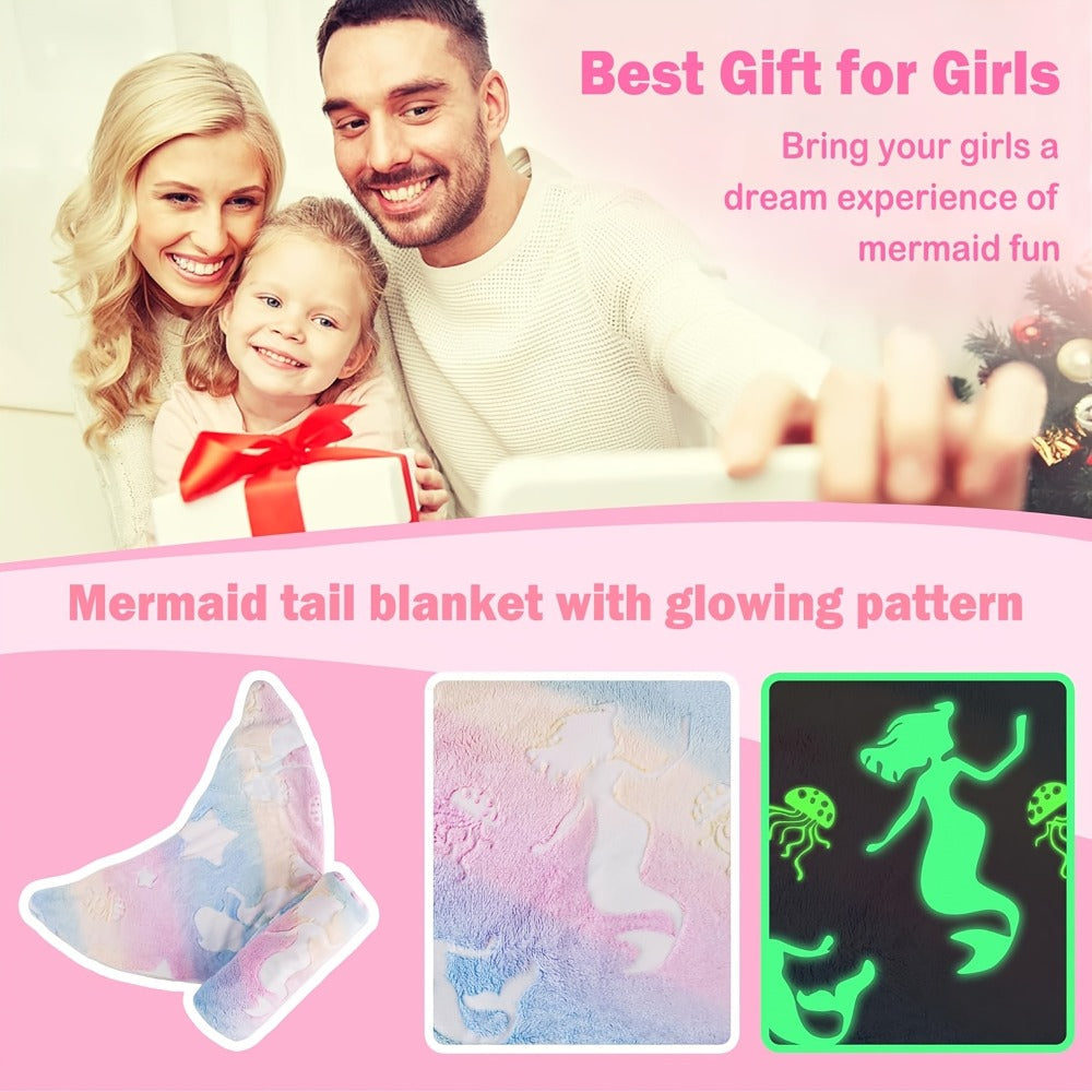 Mermaid Tail Sleeping Bag Blanket for Kids & Adults - Soft Flannel 200GSM Anti-Kick Cozy Bed Cover, Fun Novelty Bedding for Girls Boys Sleepovers Camping, 5 Colors: Green Red Blue Purple Yellow