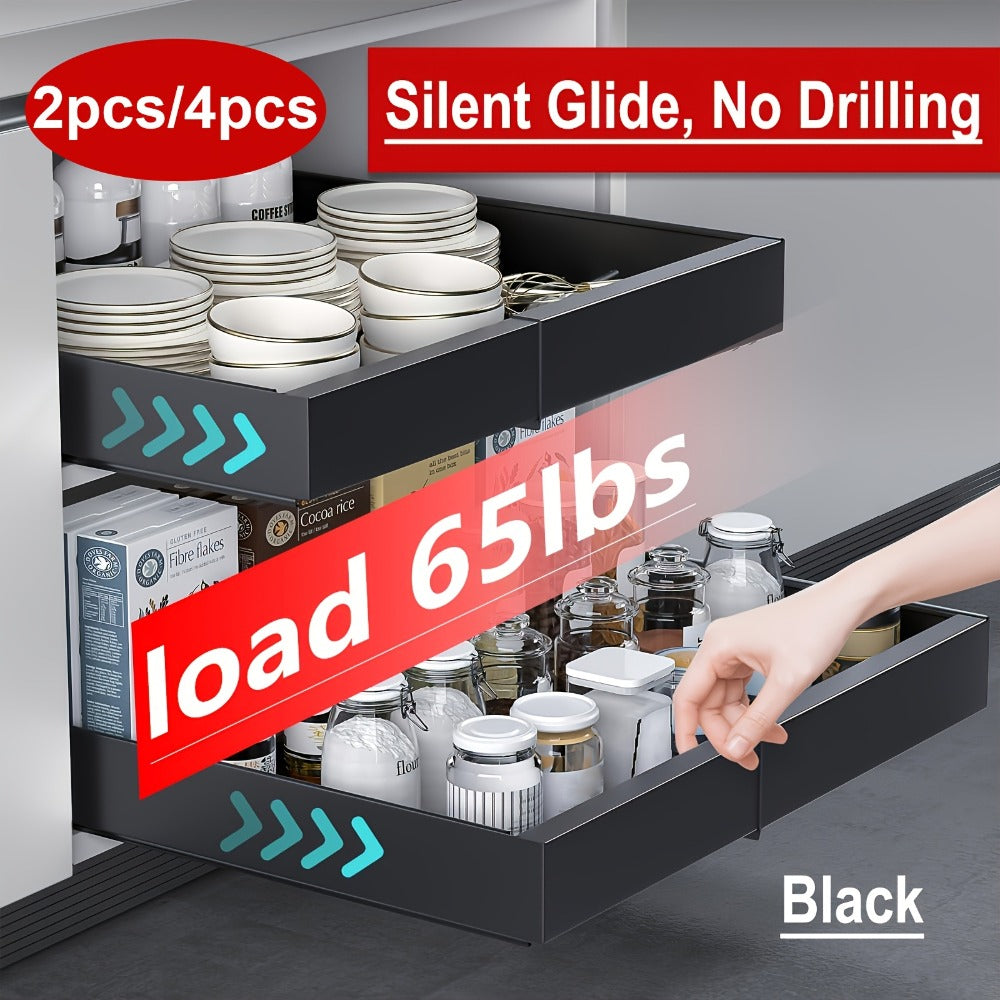 Pull Out Cabinet Organizer Expandable Slide-Out Drawer Shelf Heavy Duty Carbon Steel Silent Sliding Rust-Resistant Storage Rack for Kitchen Bathroom Pantry 12.6¡±-20.5¡± Wide