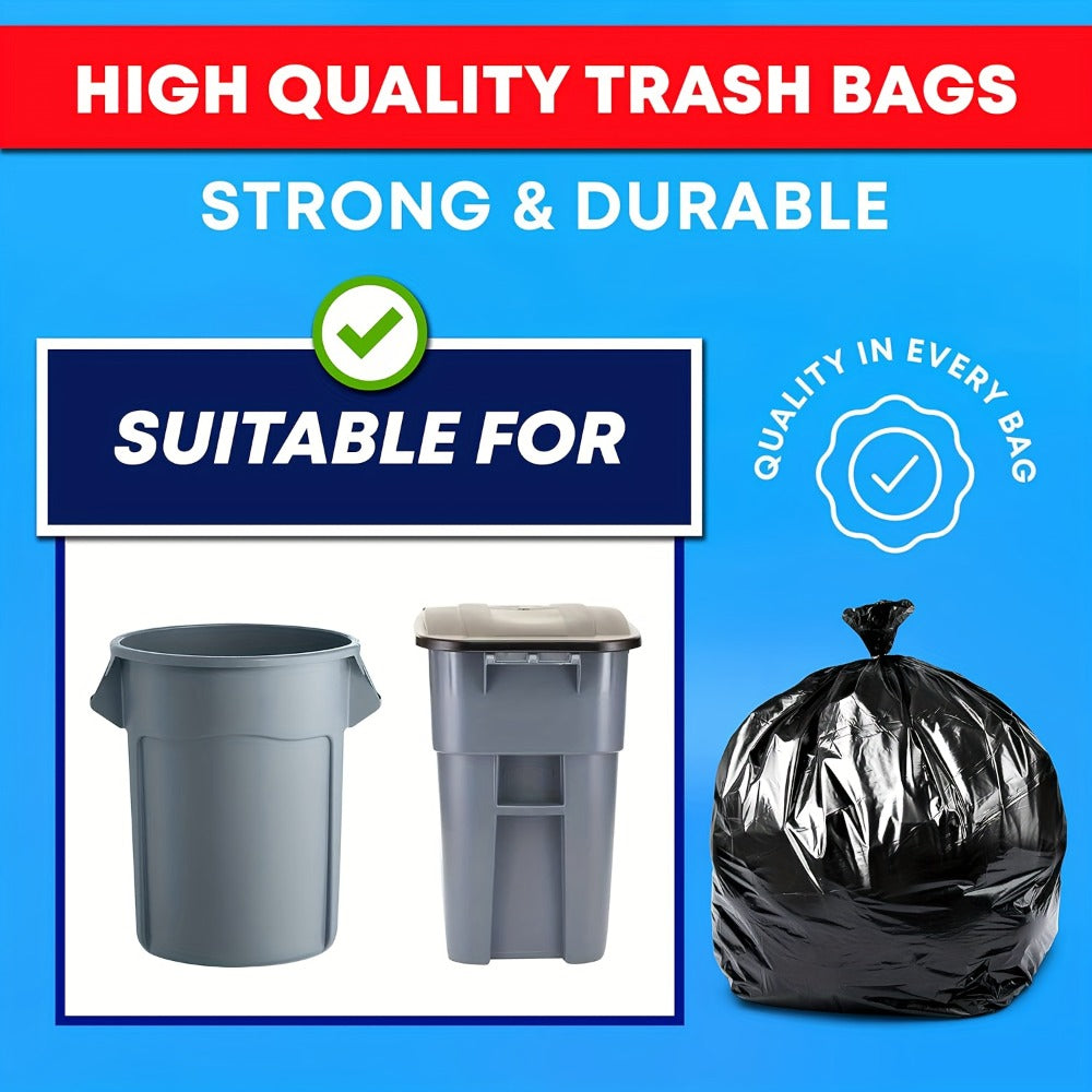 65 Gallon Heavy Duty Trash Bags, Extra Large Black Garbage Bags Tear-Resistant Thickened, 25 & 50 Count for Yard Waste, Outdoor Cleanup, Camping, Lawn & Leaf Bags ¨C Supports Up to 8kg