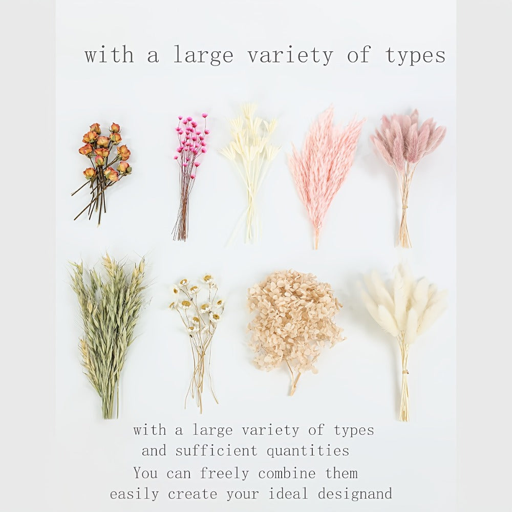 Dried Flower Bouquet with Pampas Grass - Boho Wedding Centerpiece Dried Floral Arrangement for Cake Table Boutonniere Groom Home Vase Decor Long Lasting Botanical Gift, Style 1 & 2