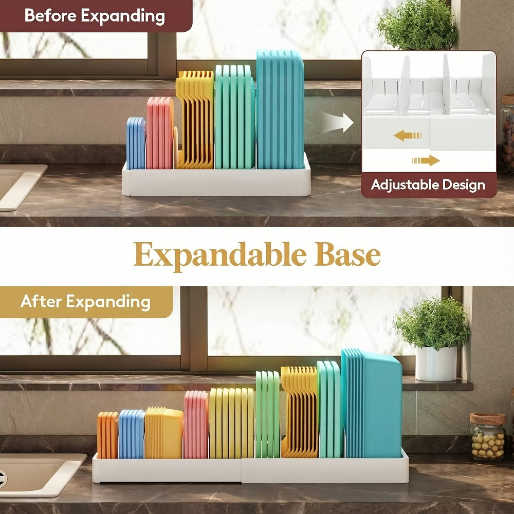 Adjustable Cabinet Lid Organizer ¨C Extra Large 13-24¡± Food Storage Container Lid Divider with 8 Inserts & 21 Compartments, BPA-Free Plastic Lid Holder for Kitchen Cabinet & Pantry Organization