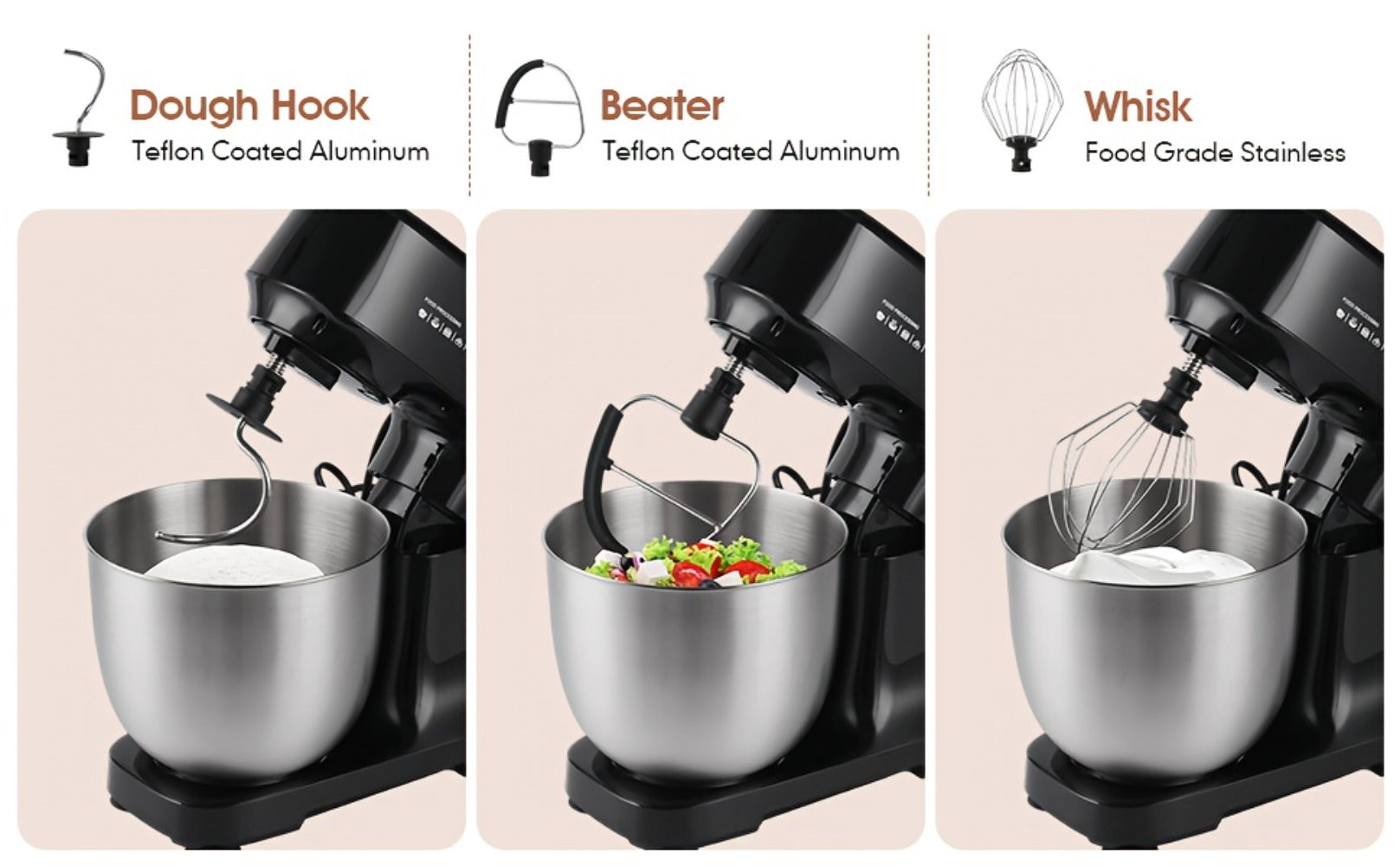 Electric Food Mixer 4.8 Qt 12-Speed Portable Lightweight Stand Mixer for Daily Baking with Egg Whisk Dough Hook Flat Beater Kitchen Tilt-Head Mixer