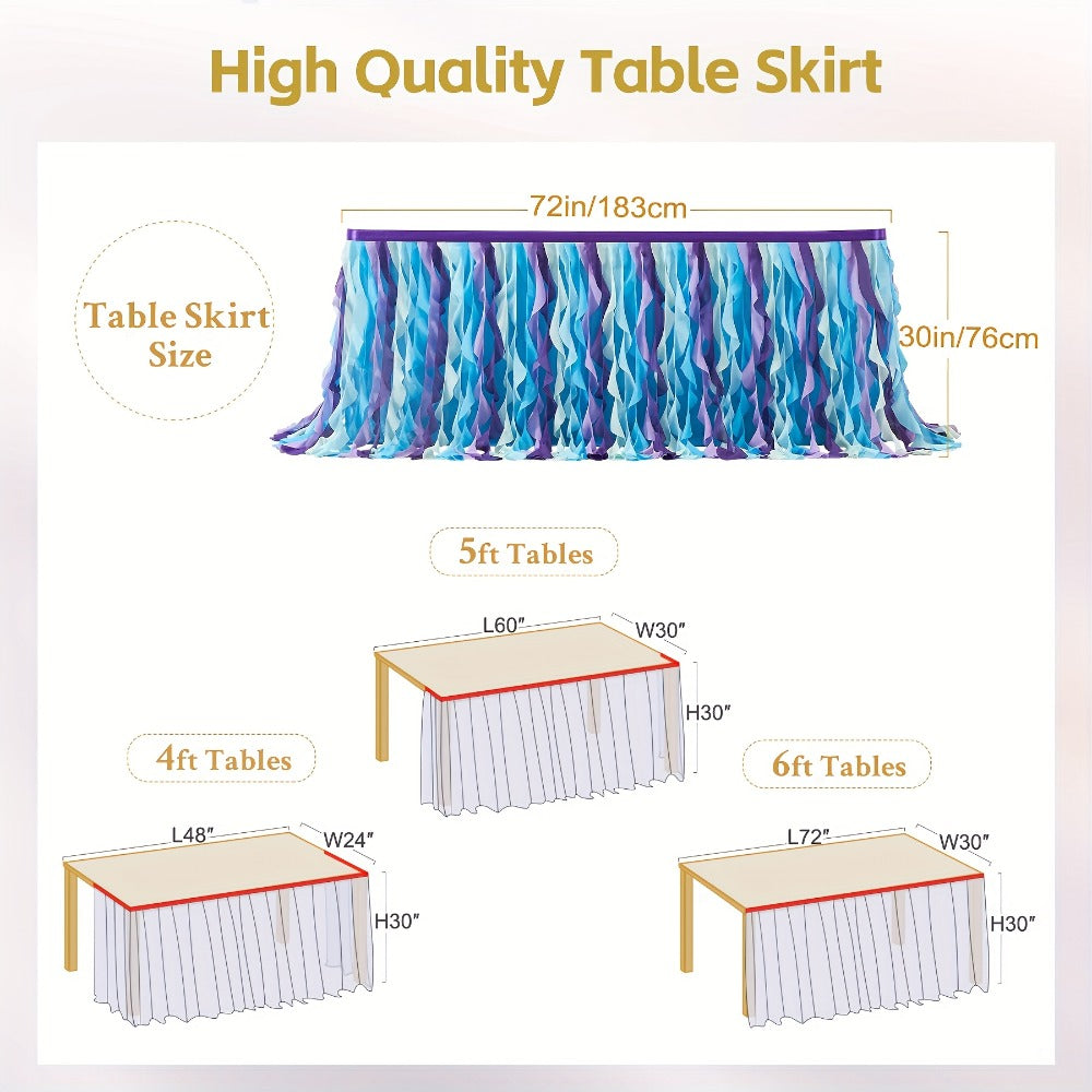 Tutu Table Skirt 6ft ¨C Ruffle Curly Willow Tulle Table Skirt for Rectangle & Round Tables, Birthday Party, Wedding, Baby Shower, Christmas & Halloween Decoration, Multiple Colors