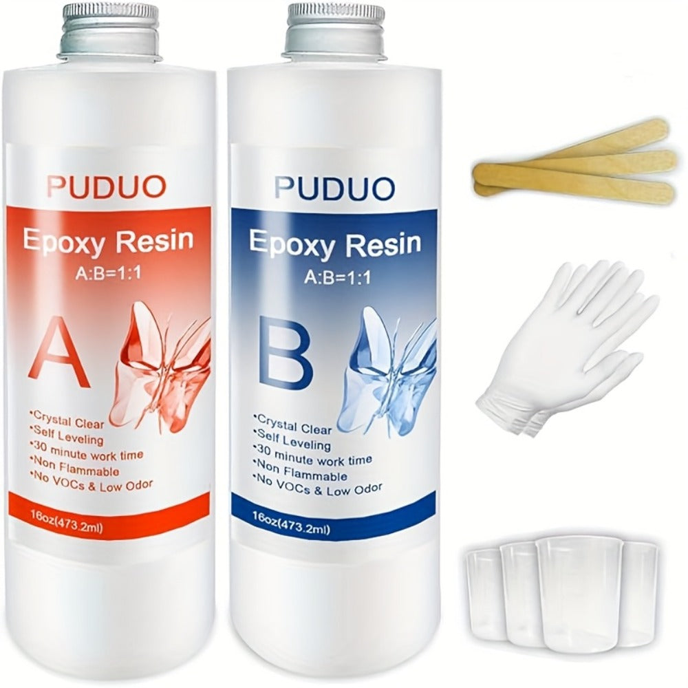 Fast-Curing Epoxy Resin Kit Low Odor Bubble-Free Non-Yellowing ¨C 2-Part Casting Resin for Jewelry Accessories River Tabletops Crafts & Handicrafts, 32oz or 80oz