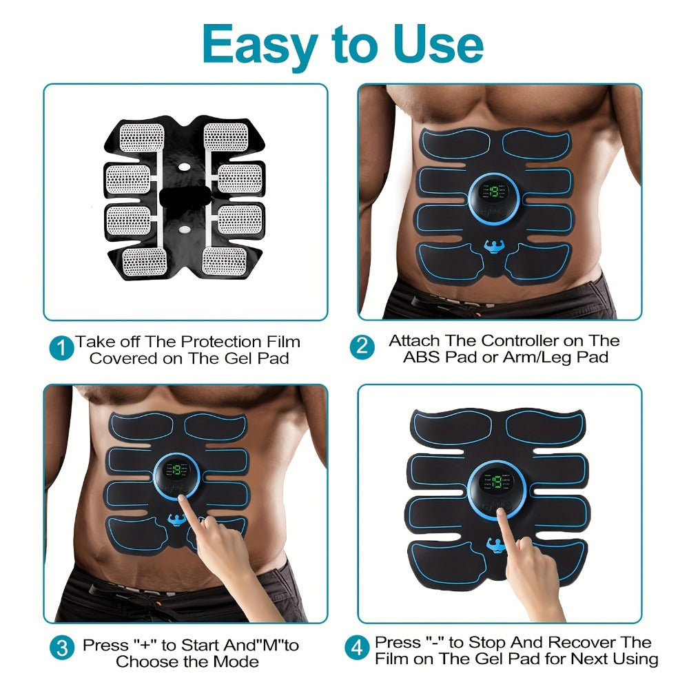 EMS Muscle Stimulator Abdominal Training Belt, Electronic Ab Toner for Whole Body Fitness & Strength Training, Exercise Equipment for Men & Women ¨C 3 Machines + 3 Patches Included
