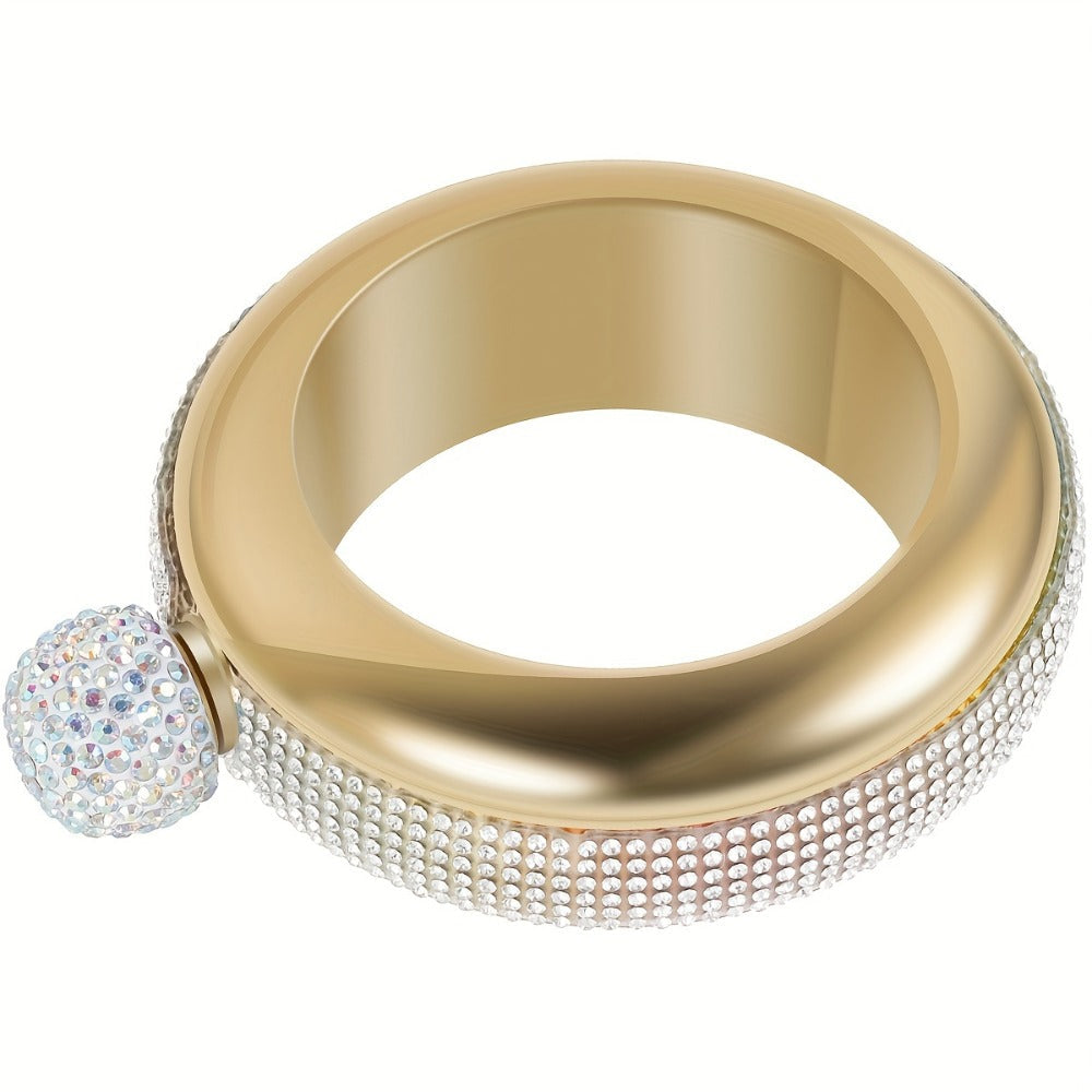 Bracelet Flask for Women, 3.5oz Stainless Steel Bangle Hidden Flask with Rhinestone Lid ¡ª Wearable Portable Liquor Flask for Parties, Concerts & Festivals | Purple, Gold, Silver