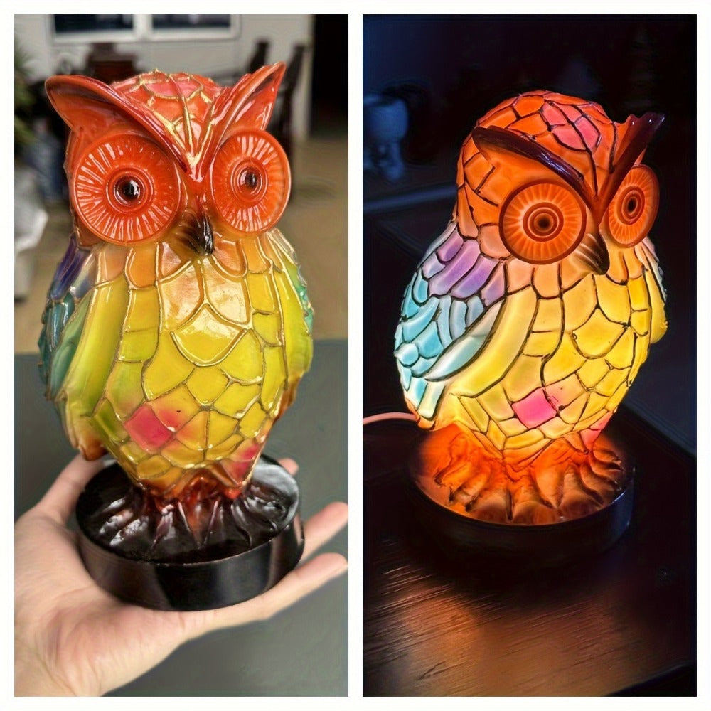 3D Resin Animal Night Light ¨C Bohemian Vintage Dragon, Owl & Sea Turtle Stained Desk Lamp for Bedroom, Home Decor, Birthday & Christmas Gift (Dragon / Owl / Sea Turtle)