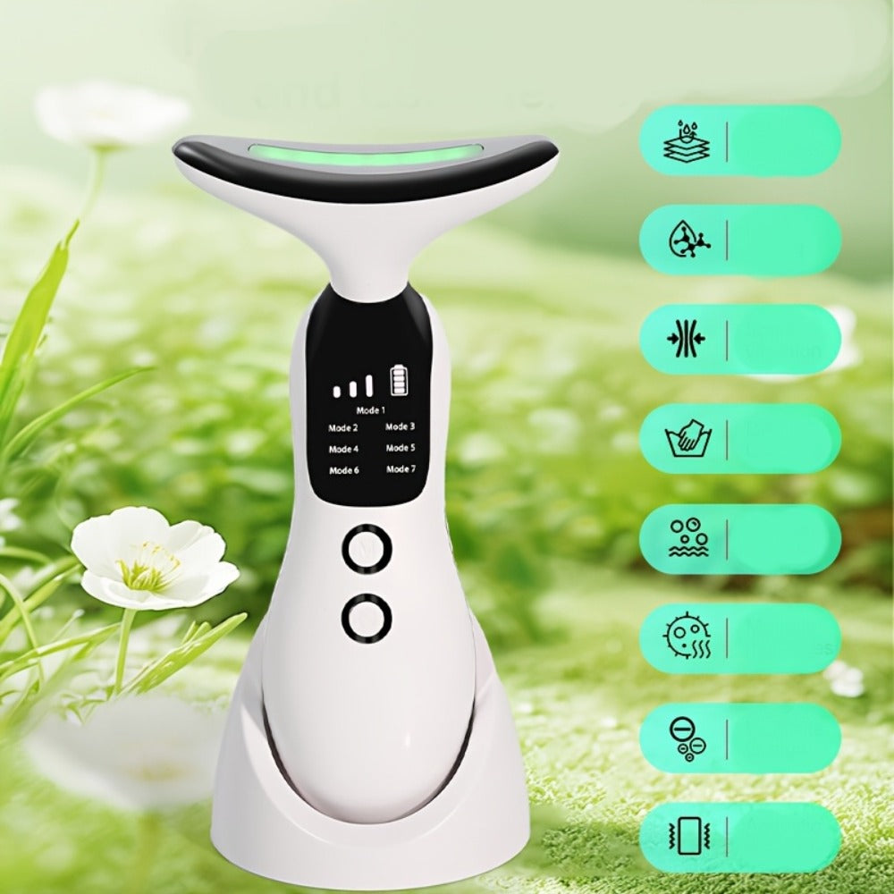 7-in-1 Neck Beauty Device with Base ¨C Multi-Functional Skincare Tool, USB Rechargeable, Anti-Aging Neck Firming & Lifting, Mother's Day Gift for Women