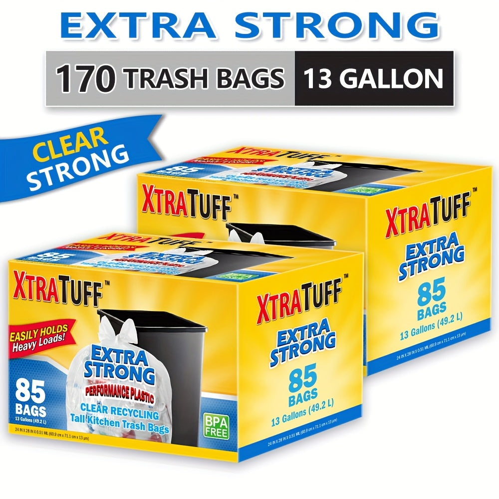 13 Gallon Trash Bags Heavy Duty ¨C Expandable Drawstring & Clear Garbage Bags, Leak-Resistant Odor-Control Liners for Kitchen, Bedroom, Office, Outdoor Use (44/85/104/170/180/360 Count)