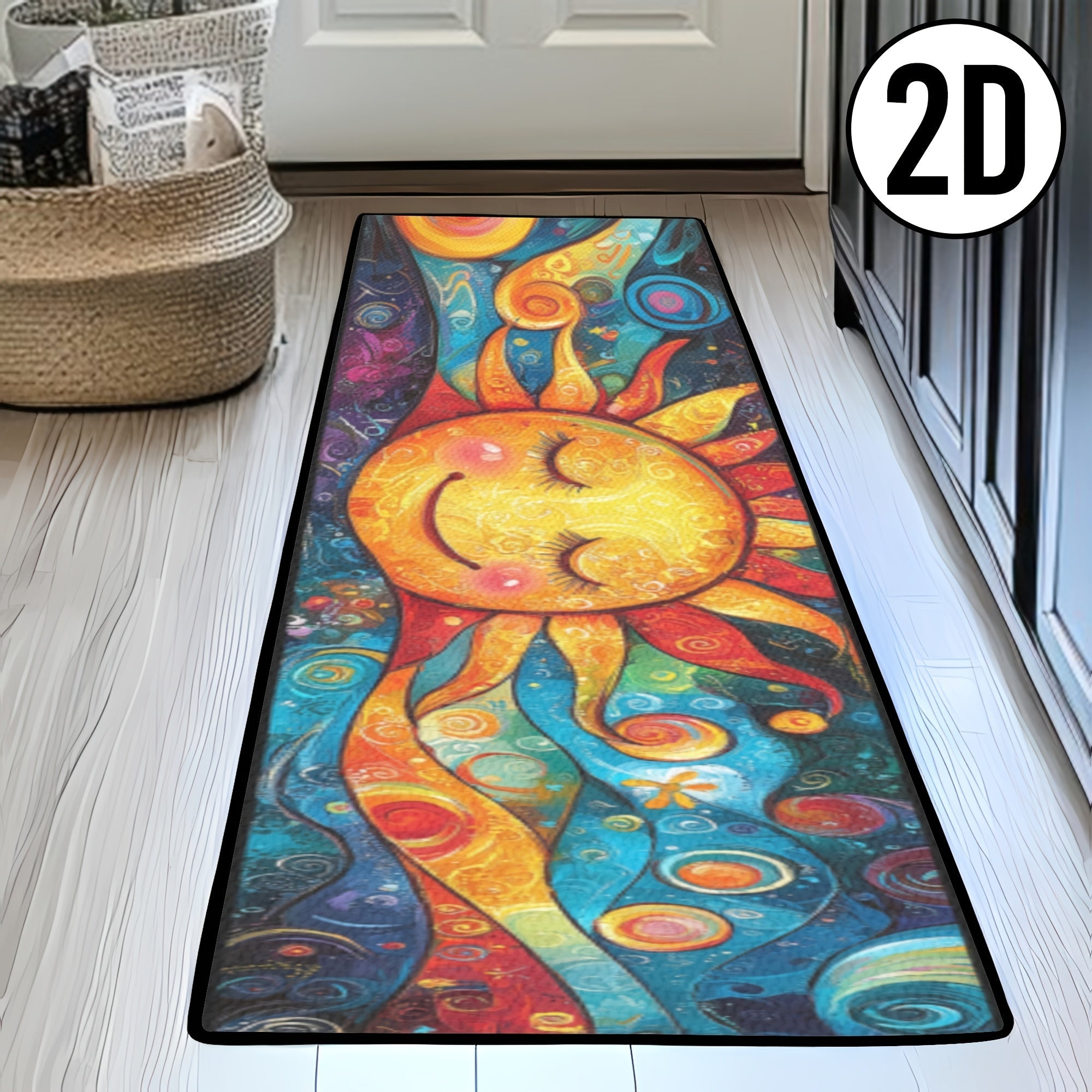 Boho Runner Rug Mandala Non-Slip Washable Soft Polyester Kitchen Hallway Mat Sun Totem Colorful Pattern Living Room Bathroom 5 Designs