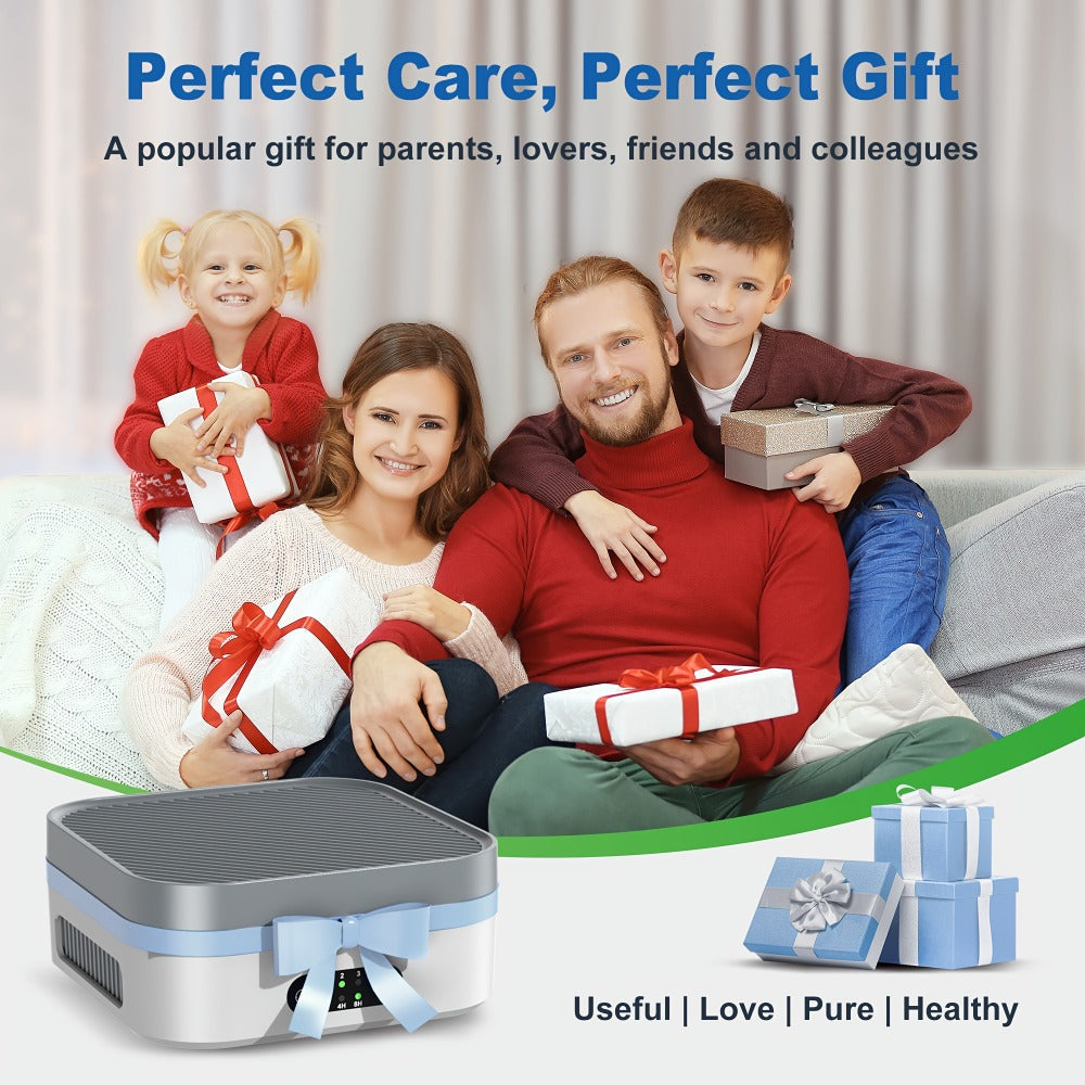 True HEPA Air Purifier for Home & Bedroom Up to 600 Sq Ft | USB-C Powered, 16dB Sleep Mode, Touch Screen Timer, 3-Stage Filtration | Removes Pets, Dust, Pollen, Smoke & Odors | Portable Grey & White