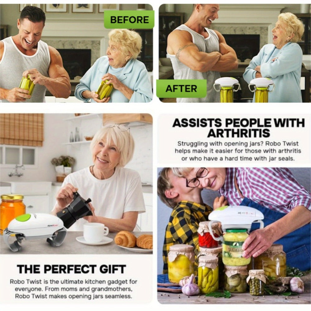 Electric Jar Opener & Bottle Opener ¨C One-Touch Automatic Lid Opener for Arthritic Hands, Seniors & Weak Grip, Battery Operated, Heavy Duty