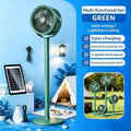 Solar Floor Fan 33-Inch Rechargeable 4000mAh USB Standing Fan Power Bank 2-in-1 360¡ã Tilt 5-Speed 4-Height Adjustable for Indoor Outdoor Courtyard RV Camping