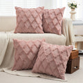 Decorative Pillow Covers 18x18 Set of 4 Boho Soft Plush Faux Wool Throw Pillow Cases with Zipper for Sofa Couch Bedroom Living Room - Luxury Cushion Covers
