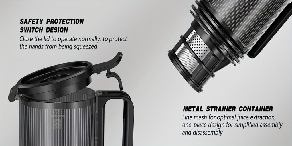 Cold Press Juicer Masticating ¨C 350W Slow Juicer with Wide Feed Chute, 50RPM Fine Grinding, High Juice Yield, Easy to Clean, Safe Bladeless Design for Whole Fruits & Vegetables, Black & Pink