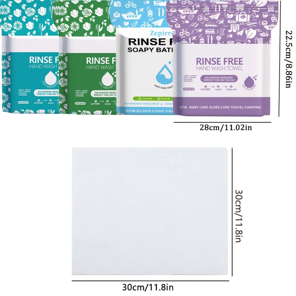 Disposable No-Rinse Foaming Bath Towels - Large 11.81¡± Body Wipes, Wet & Wipe Cleansing Cloths for Elderly Care, Camping, Post-Surgery, Fitness & Travel, Bulk 50/100/200 Pack, No Shower Needed