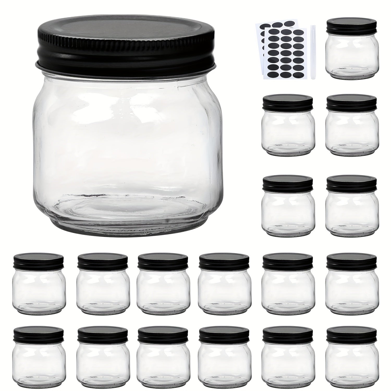 Mason Jars 8oz Glass Jars with Lids ¨C 9/18/27/36 Pack Regular Mouth Canning Jars for Storage, Spices, Jelly, Jam, Honey & Caviar | Dishwasher Safe Spiral Lid Kitchen Storage Containers Set
