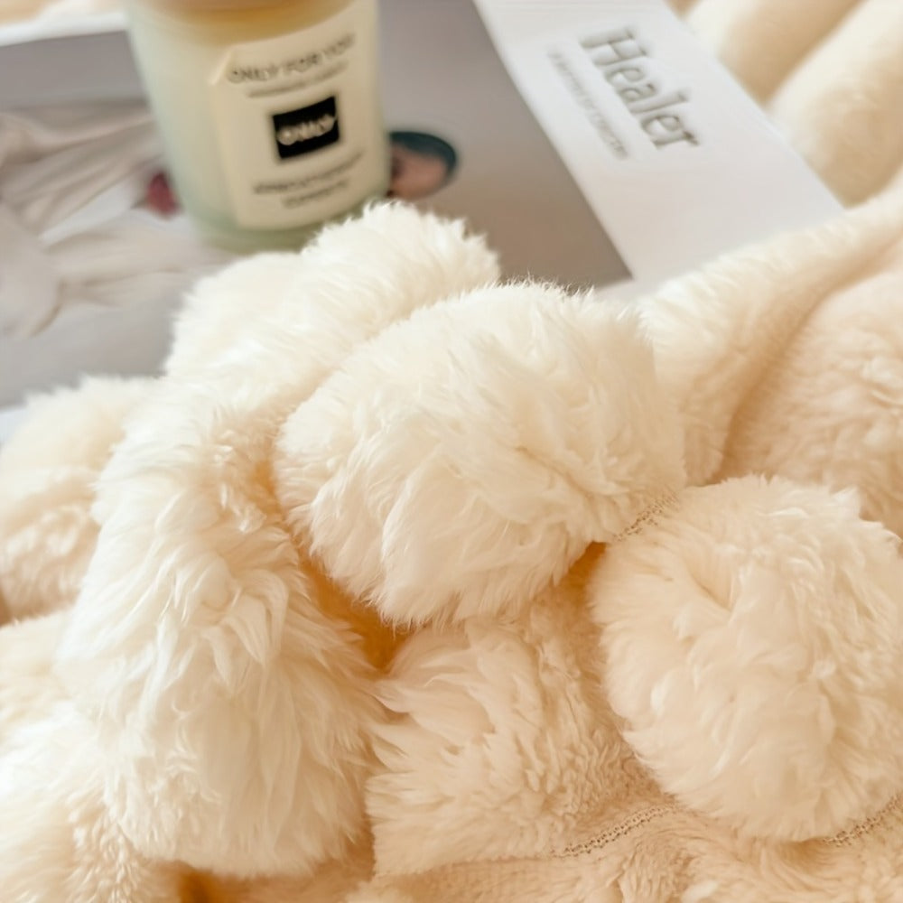 Plush Faux Fur Blanket ¨C Imitation Rabbit Fur 300-350gsm Knit Throw for Sofa, Bed & Travel, All Season, 3 Colors, 2 Sizes