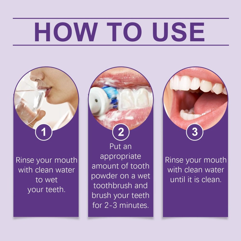 Purple Teeth Whitening Powder - 9D Color Correcting Tooth Powder for Brightening, 360¡ã Deep Cleansing & 12H Fresh Breath, 50g Natural Dental Whitening Powder by Brushing Only