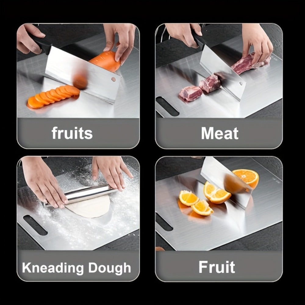 Stainless Steel Cutting Board Set 3 Pack - Non-Stick Dual-Sided Metal Chopping Boards for Kitchen, BPA-Free, Rust-Resistant, Easy Clean, Portable for Meat Vegetables Fruit