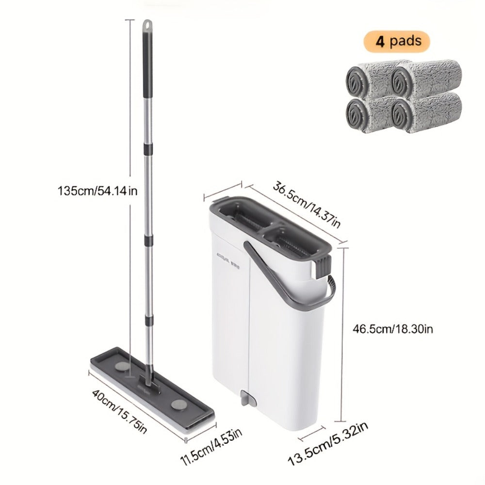 Spin Mop and Bucket Set with Wringer 360¡ã Flat Mop Washable Microfiber Pads Long Handle for Hardwood Tile Laminate Floors Walls Windows Home Kitchen Bathroom