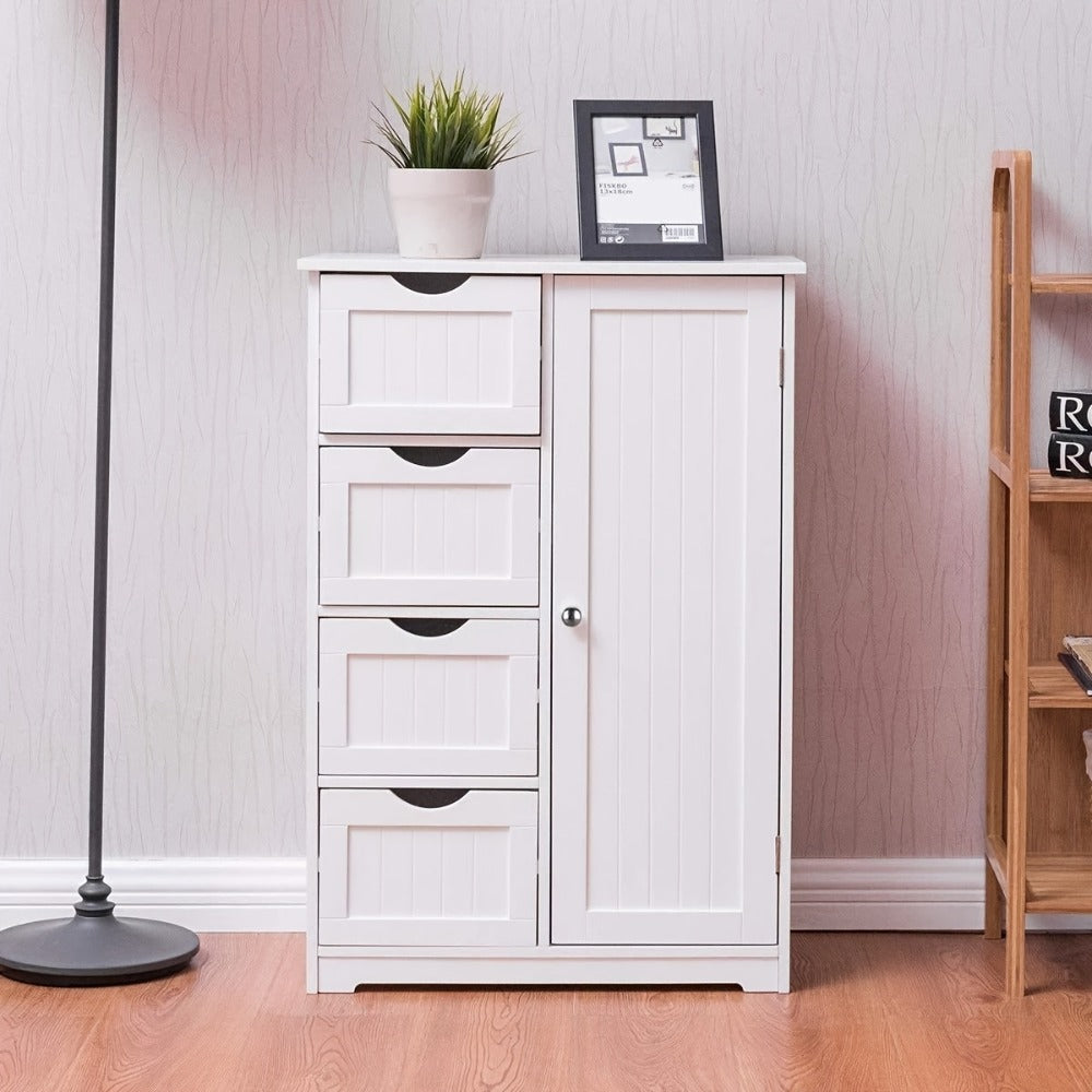 Bathroom Storage Cabinet with Drawers ¨C Waterproof Freestanding Floor Cabinet with 4 Drawer Organizer for Bathroom, Bedroom, Living Room