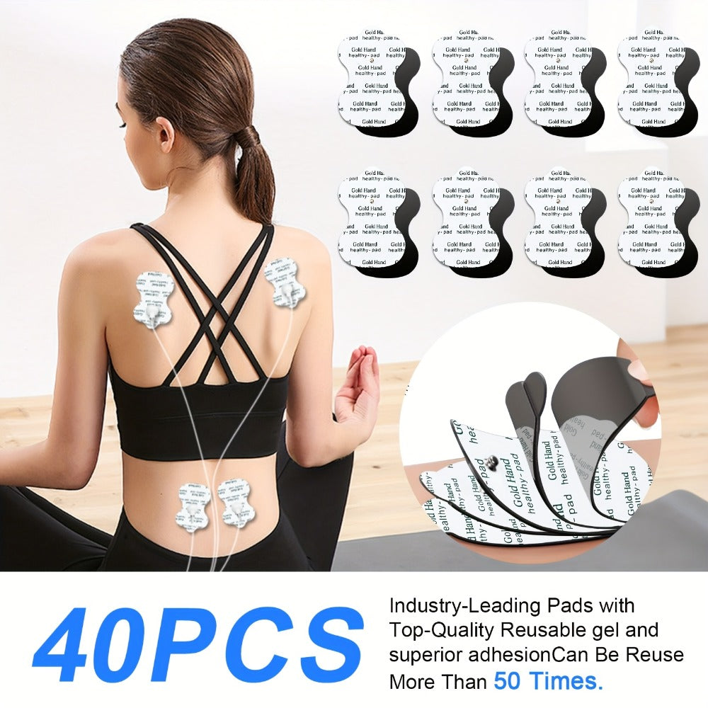 TENS EMS Electrode Pads 35mm Snap Reusable Replacement Pads Highly Conductive Latex Free Non-Irritating Gel for TENS EMS Muscle Stimulator Units 10 20 40 80 Pcs Options